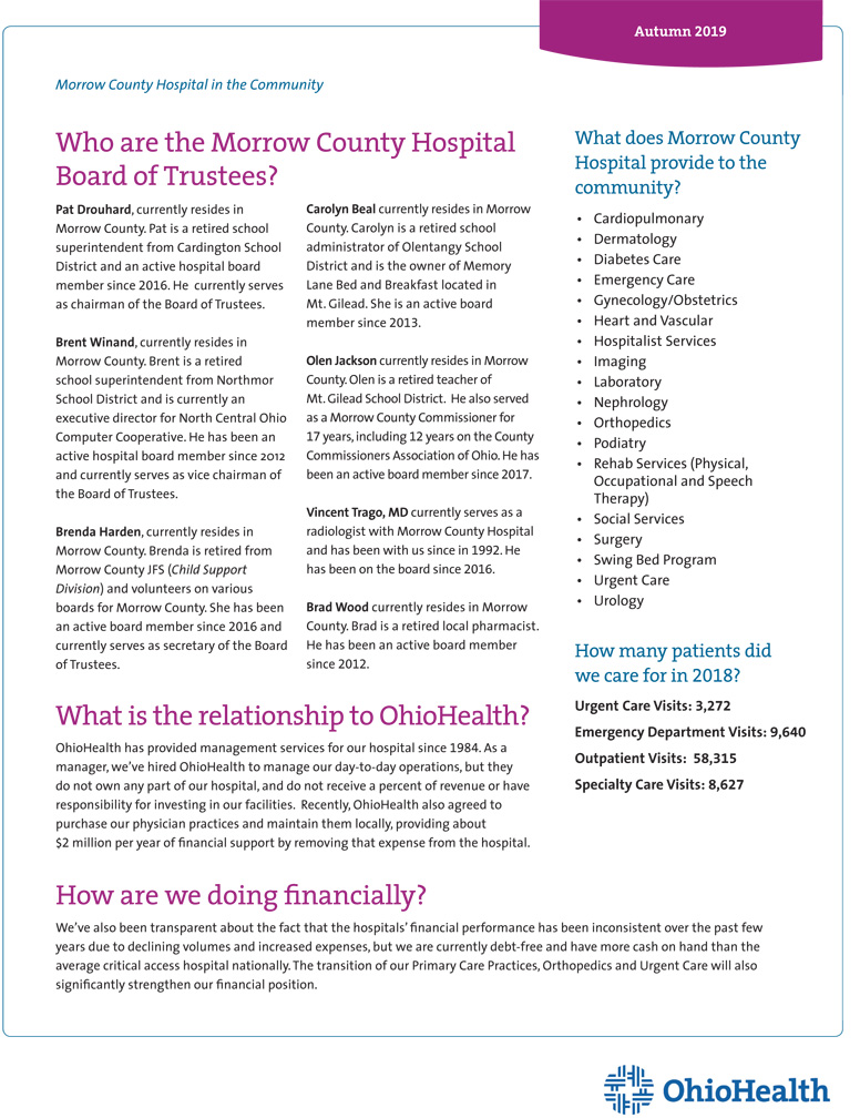 About OhioHealth in Morrow County